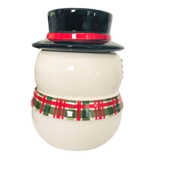 Snowman Face Ceramic Cookie Jar, (8.9") - Picture 3 of 9
